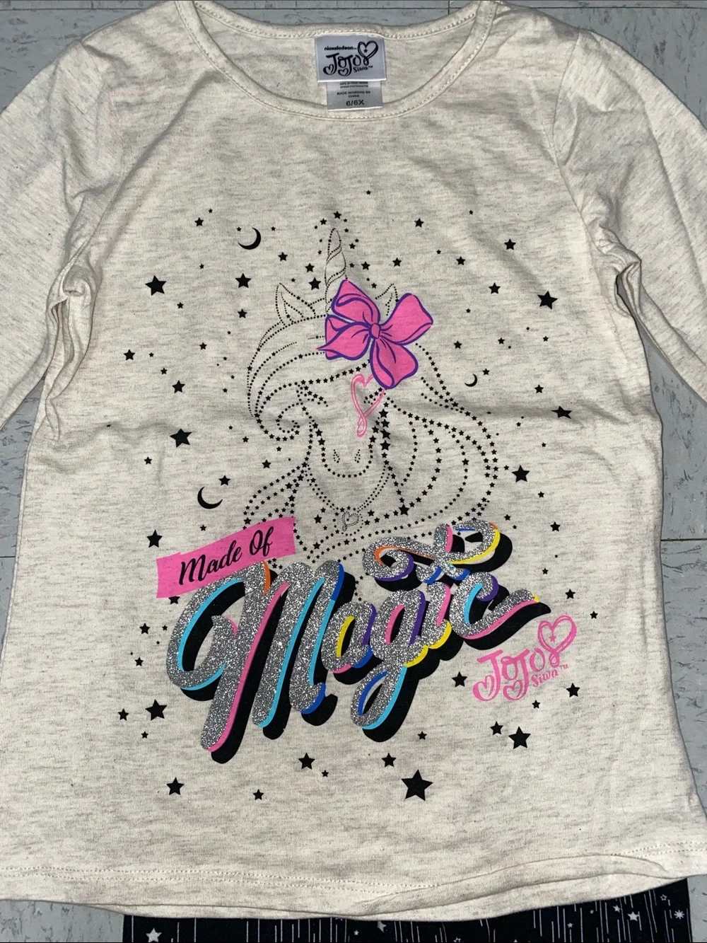 Jojo Siwa Nickelodeon glitter top Black Star Leggings 2 piece set girl 6 6x